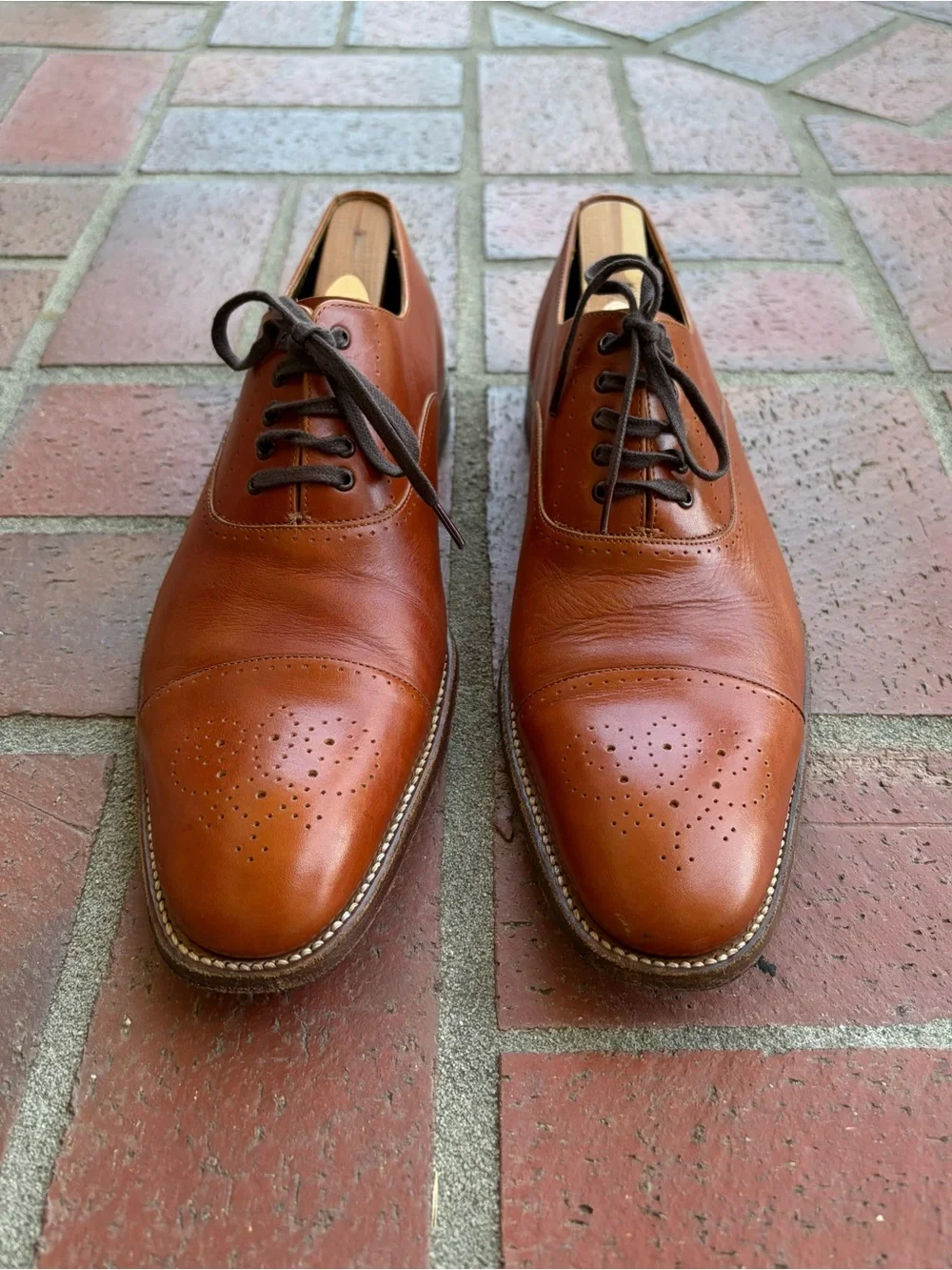 Grenson England Cognac Oxford Cap Toe UK8F/US9
